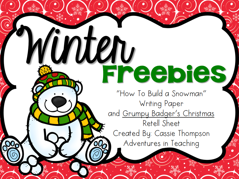 http://www.teacherspayteachers.com/Product/Winter-Freebies-Snowman-Writing-Paper-and-Grumpy-Badger-Retell-1011464